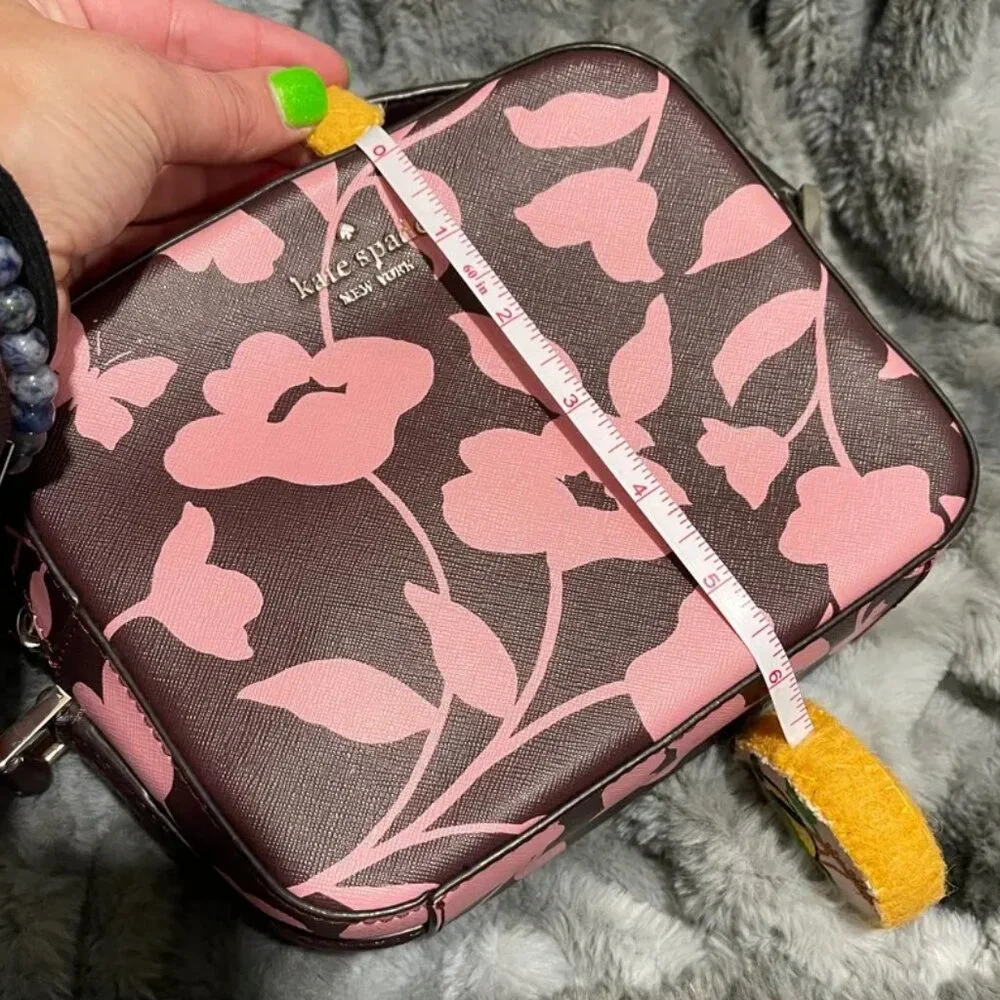 Kate Spade New York Burgundy & Pink Floral Saffiano Camera Crossbody